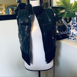 Hurley Black Leather Vintage Delany Moto Vest